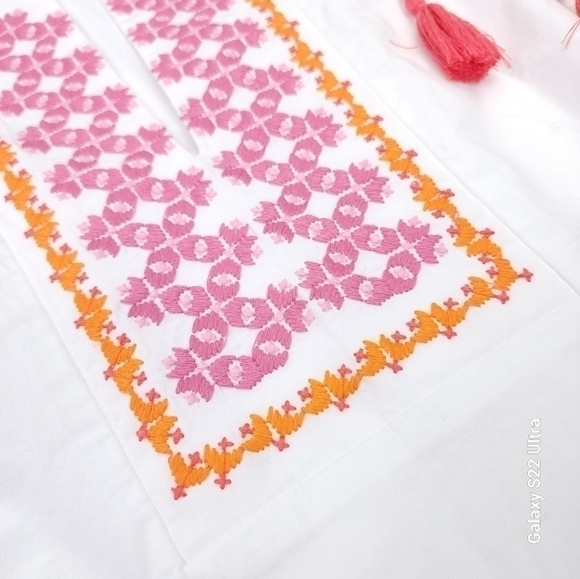 J. CREW White Pink Orange Embroidered Top Sz 2 - Picture 10 of 10
